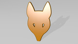 FOX MASK made by 3D illustration of a shiny metallic sculpture with the shadow on light background. animal and cute