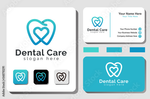 modern line art Dental care logo with business card design