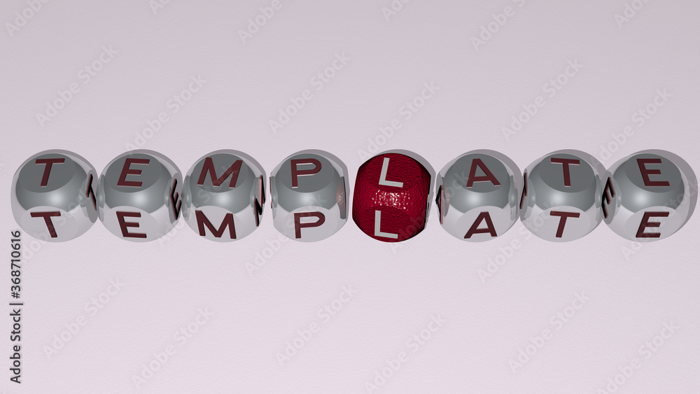 crosswords of TEMPLATE arranged by cubic letters on a mirror floor, concept meaning and presentation. illustration and design crosswords of TEMPLATE arranged by cubic letters on a mirror floor, concept meaning and presentation. illustration and design
