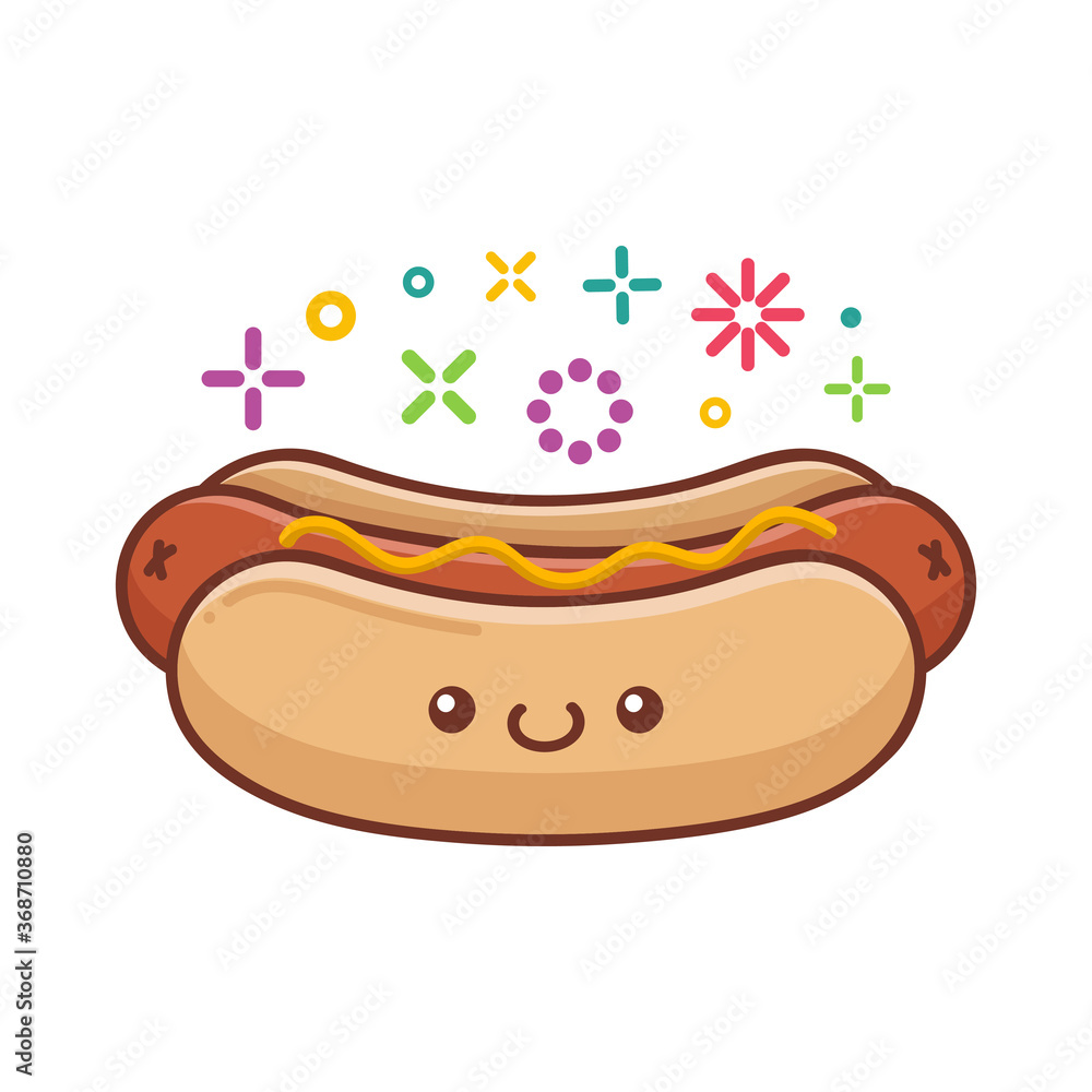 kawaii smiling hot dog icon cartoon illustration kawaii smiling hot dog icon cartoon illustration