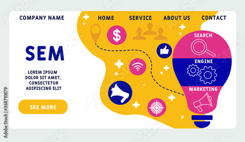 Vector website design template . SEM - Search Engine Marketing. business concept. illustration for website banner, marketing materials, business presentation, online advertising. 