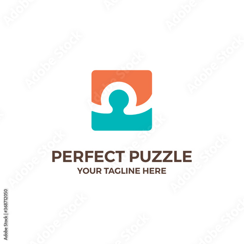 Happy Human Puzzle Perfect Match Support Vector Abstract Illustration Logo Icon Design Template Element