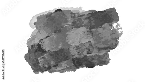 Grunge style brush strokes isolated on white. Abstract background in impressionism style. Variations of gray colors. Vector illustration.