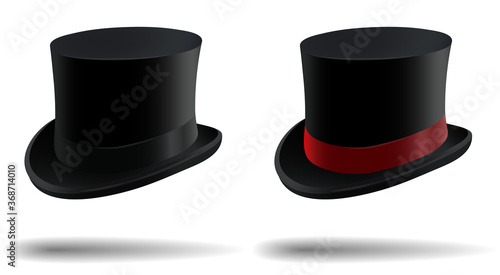 gentleman headdress, top hat. Clothes of a wizard, illusionist. Realistic vector on white background