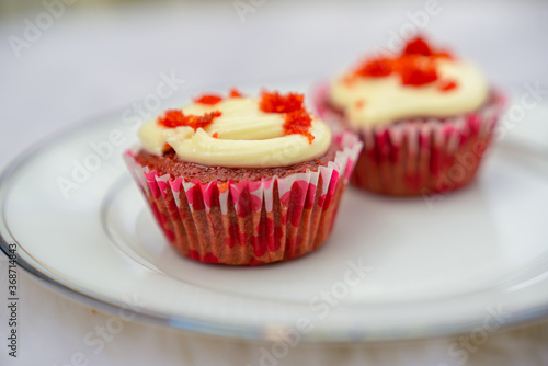 cupcakes with cream and strawberry