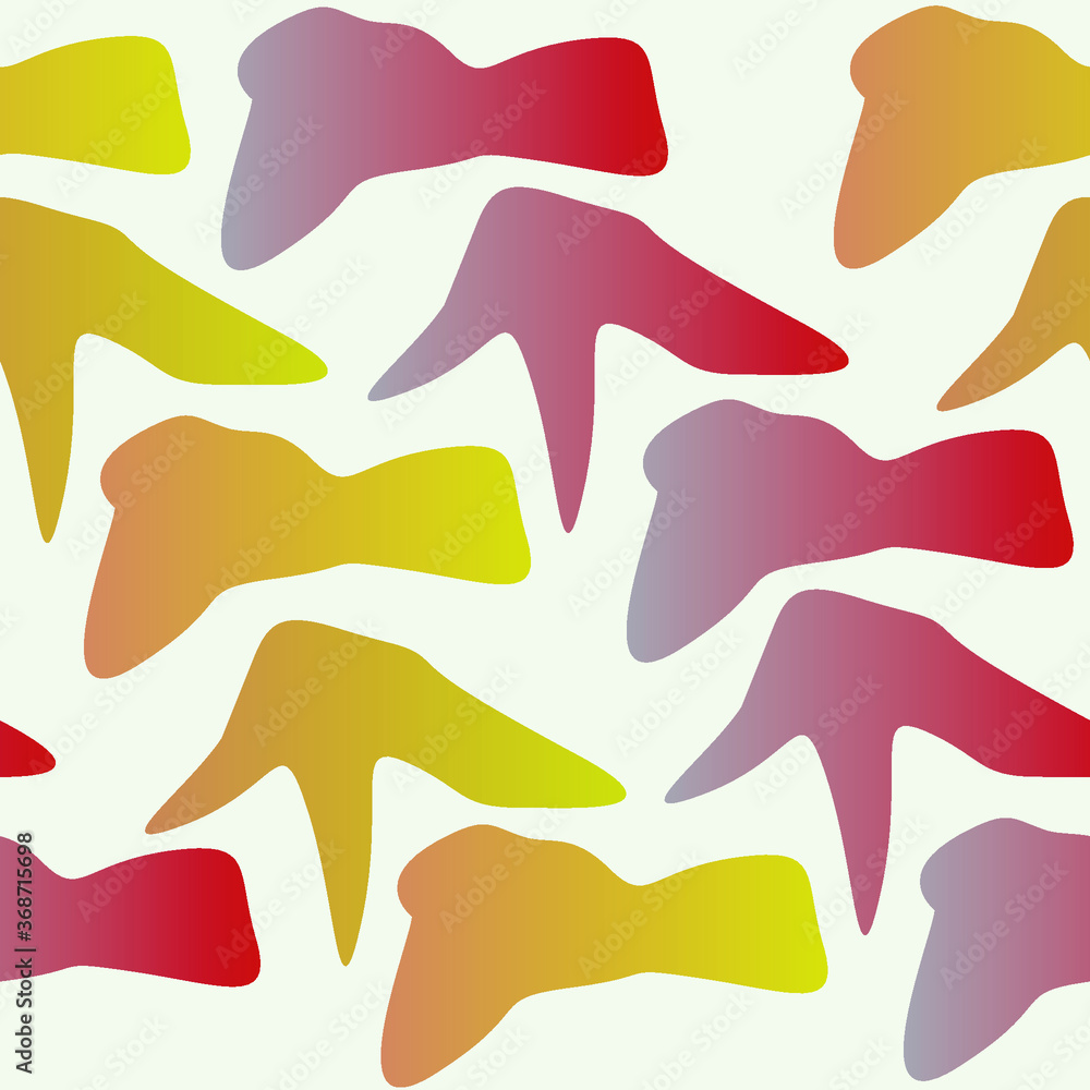 Abstract yellow and burgundy objects on a light background for textiles. Seamless pattern.
