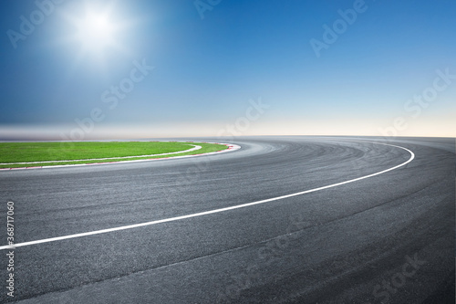 Dramatic view of racing asphalt road.