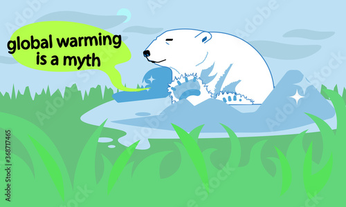 Satirical concept art on water plastic pollution in minimalist cartoon style with seagull in six-pack rings, bird in oil and seal in fish net. Save the earth poster for environmentalism topics.