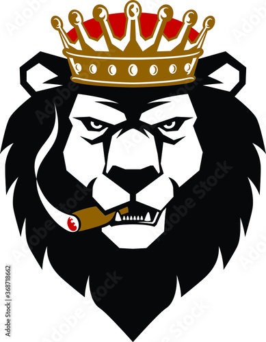 Lion King with Golden Crown Cigar Smoking