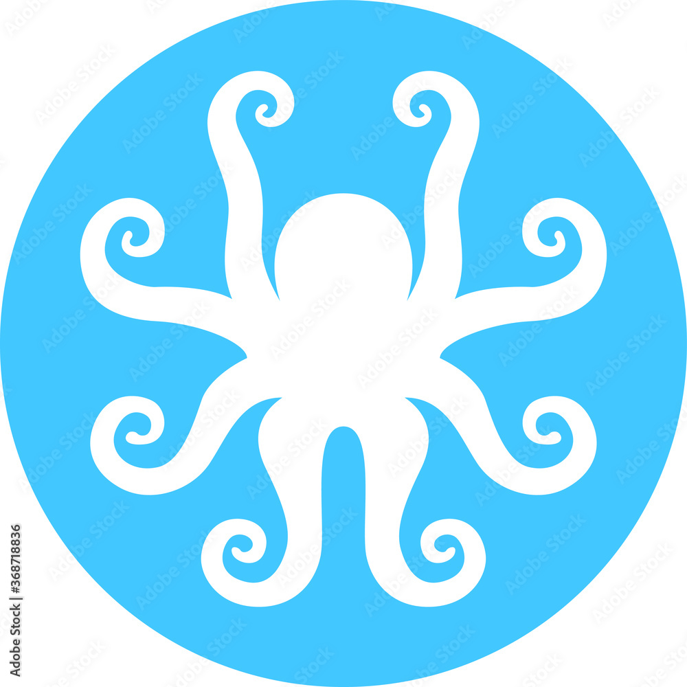 Simple Design of Silhouette Octopus rounded logo Simple Design of Silhouette Octopus rounded logo