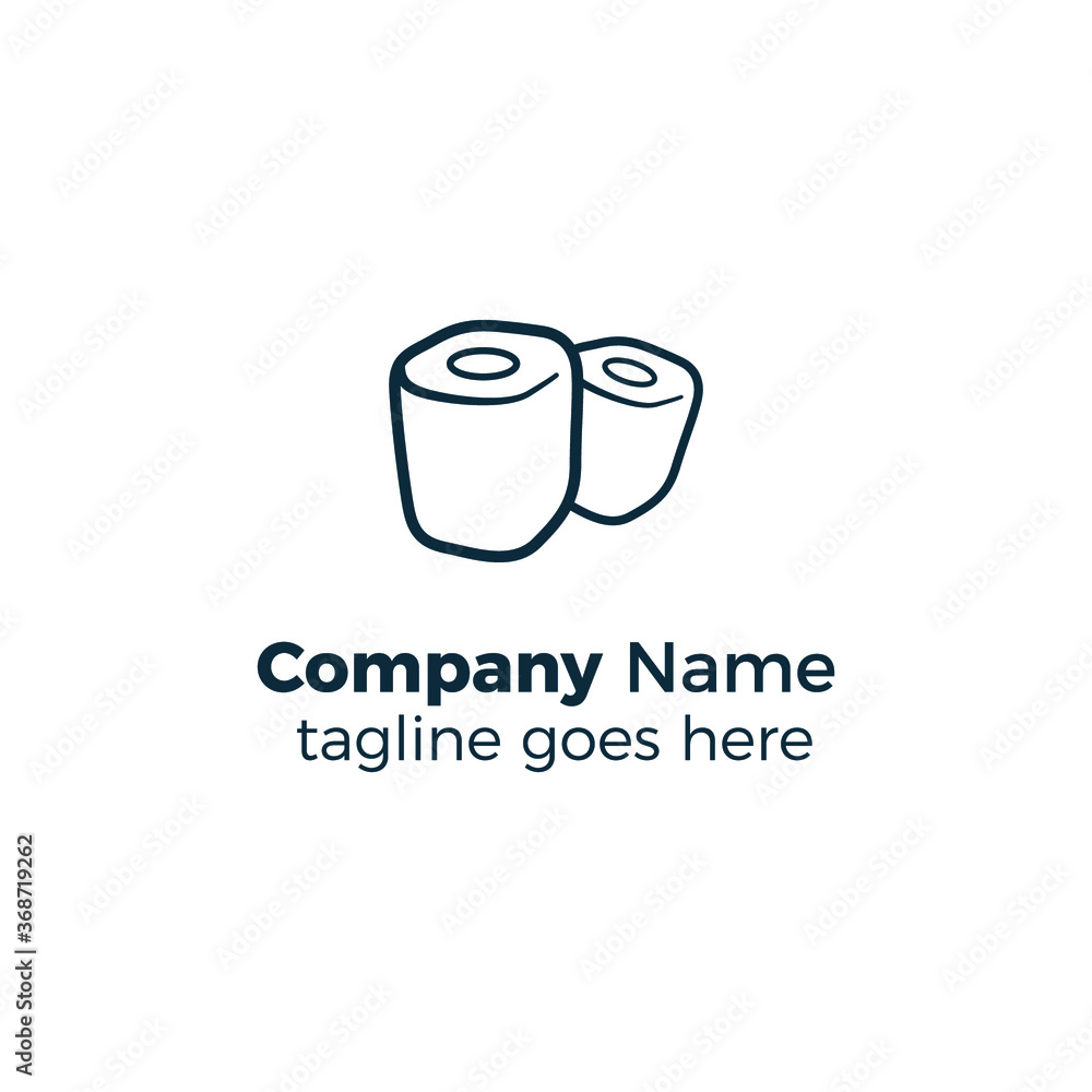 two paper rolls logo design icon vector illustration simple line two paper rolls logo design icon vector illustration simple line