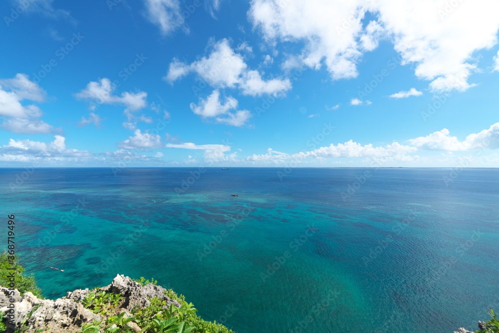 Okinawa,Japan-July 21, 2020: View from Iguana Rock in Irabu island, Okinawa
