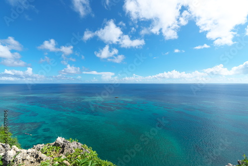 Okinawa,Japan-July 21, 2020: View from Iguana Rock in Irabu island, Okinawa 