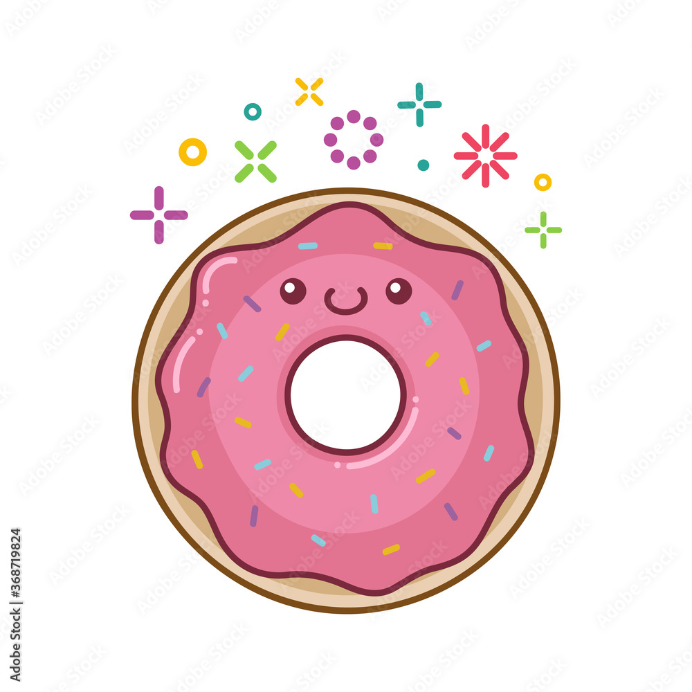 kawaii smiling donut cartoon illustration