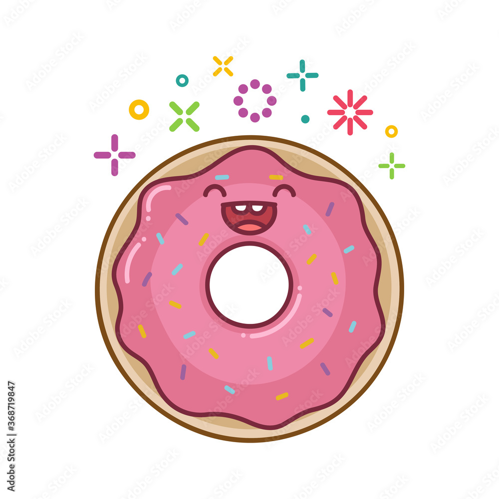 kawaii smiling donut cartoon illustration kawaii smiling donut cartoon illustration