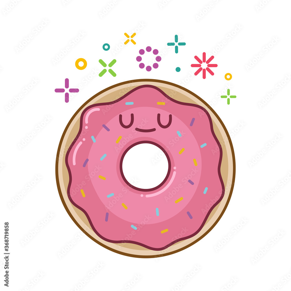 kawaii smiling donut cartoon illustration kawaii smiling donut cartoon illustration