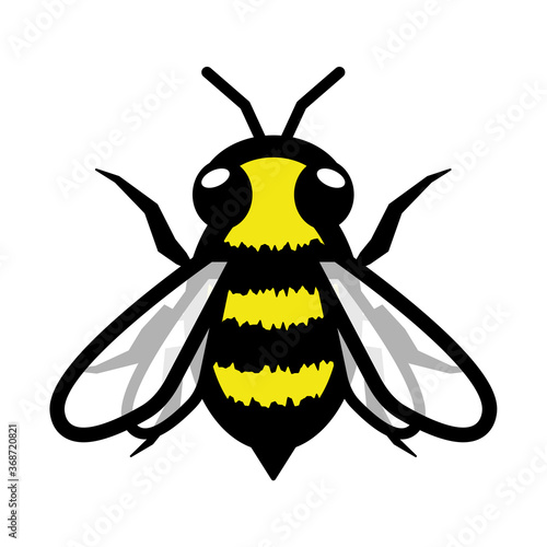 Fuzzy bee logo symbol icon sign. A simple fuzzy, fluffy bee illustration, isolated.
