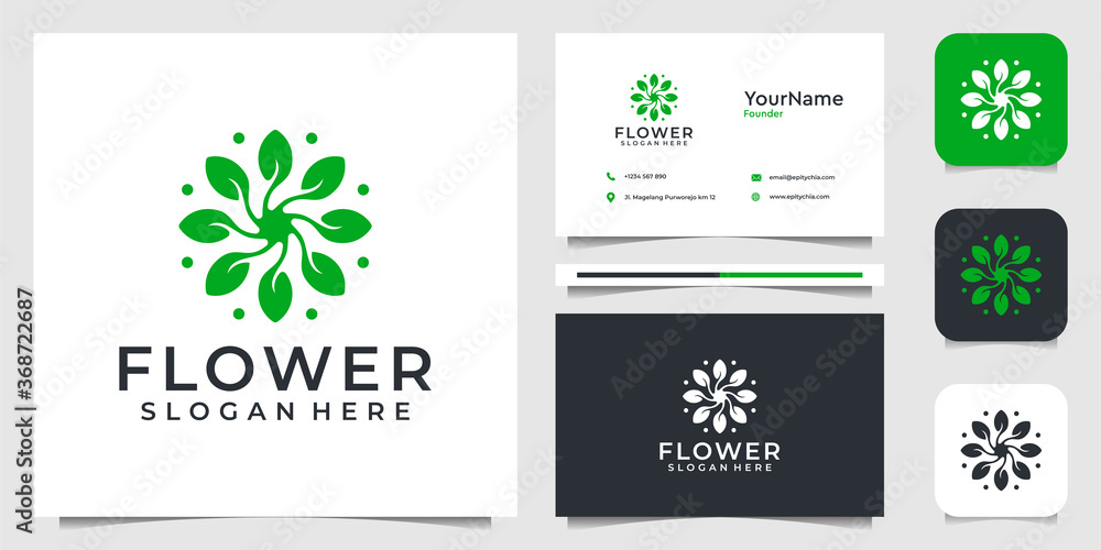 Flower logo illustration vector graphic design in organic style. Suit for spa, decoration, floral, forest, leaf, advertising, business, and business card