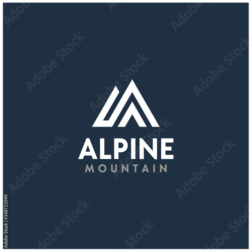 Strong Simple Mountain Everest Alps Alpine Line Art for Outdoor Adventure logo design