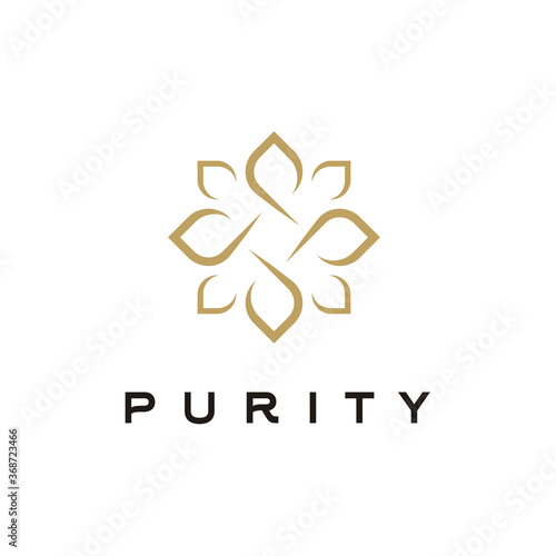 Simple golden elegant leaf flower mandala, gold beauty luxury floral logo design