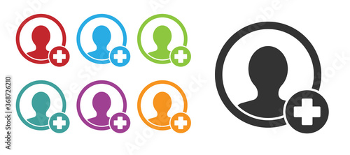Black Create account screen icon isolated on white background. Set icons colorful. Vector.