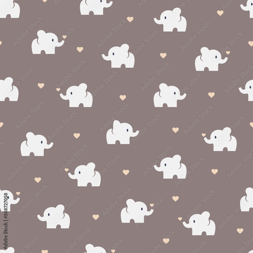 Fototapeta premium Children Seamless Pattern with Cute Elephant Characters