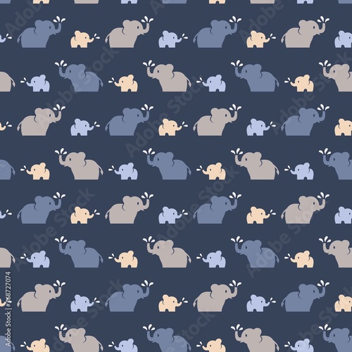 Cute Elephant Illustration Seamless Pattern