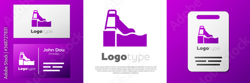 Logotype Water slide with pool icon isolated on white background. Aquapark. Logo design template element. Vector.