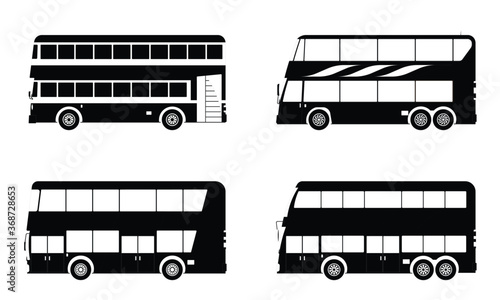 double deck bus or two storey bus drawing in cartoon vector