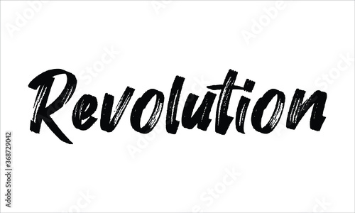 Revolution Brush Hand drawn Typography Black text lettering and phrase isolated on the White background
