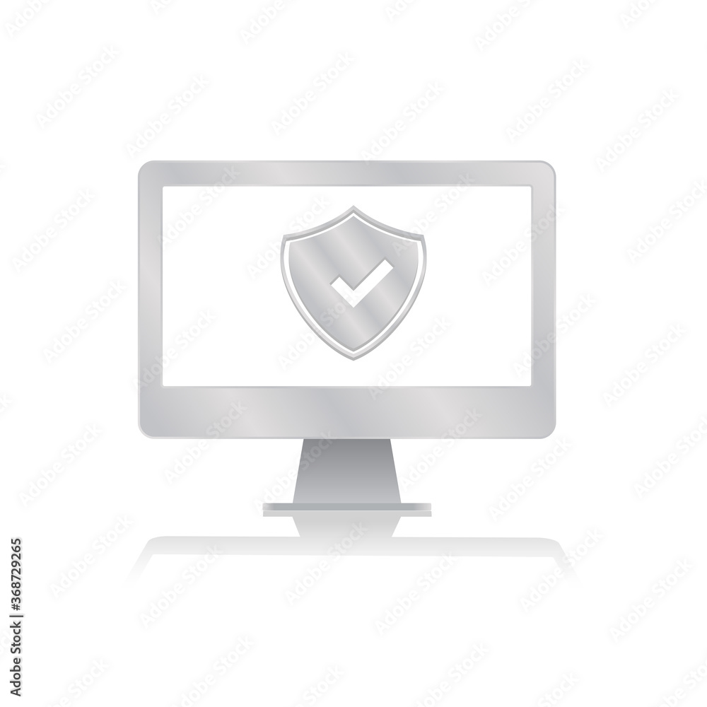 checked shield for scure symbol inside blank screen computer monitor with reflection minimalist modern icon vector illustration
checked shield for scure symbol inside blank screen computer monitor with reflection minimalist modern icon vector illustration