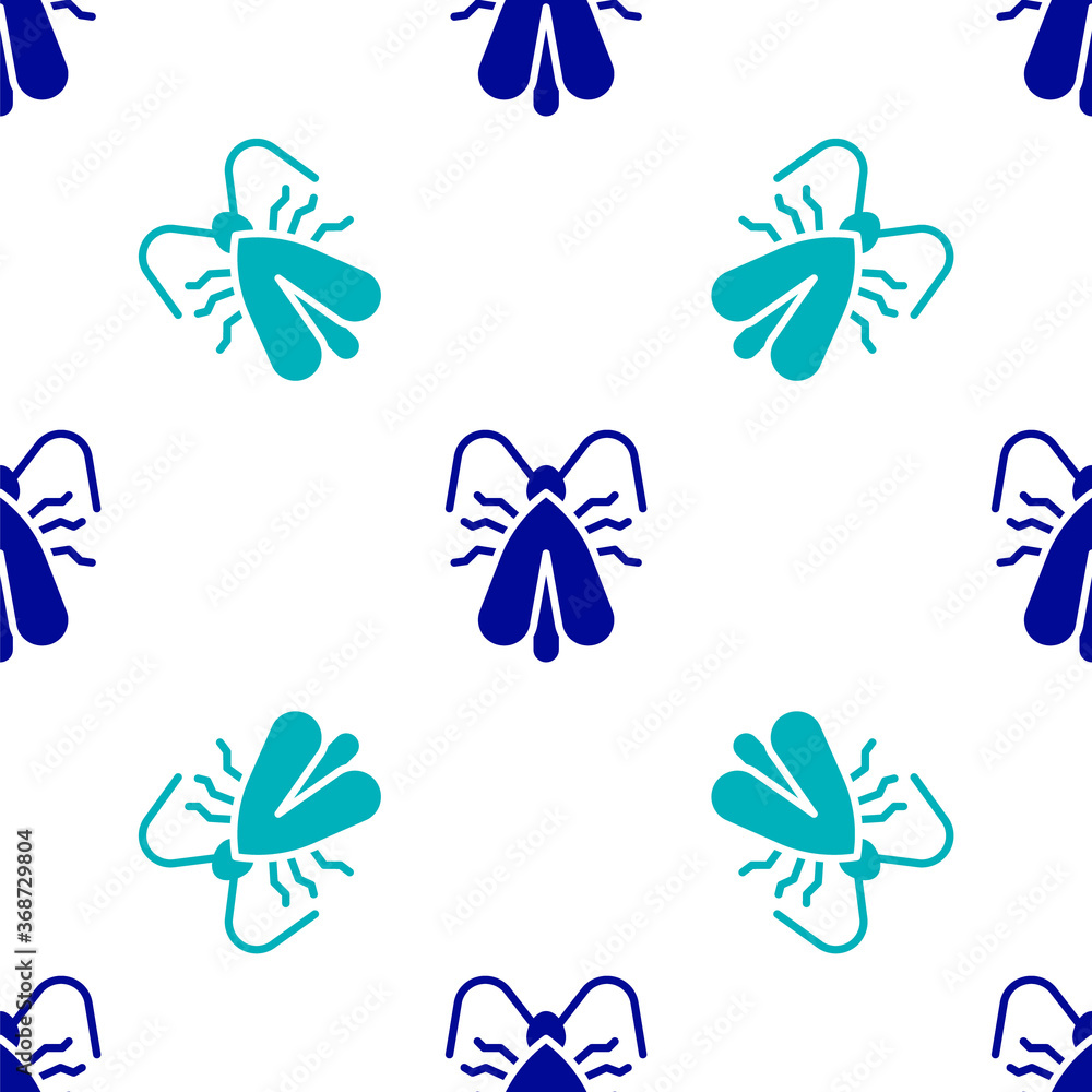 Naklejka premium Blue Clothes moth icon isolated seamless pattern on white background. Vector.