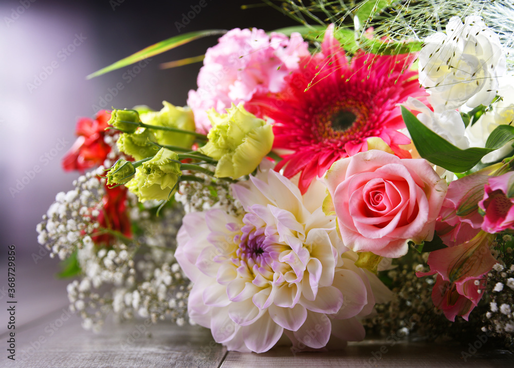 Composition with bouquet of freshly cut flowers Composition with bouquet of freshly cut flowers