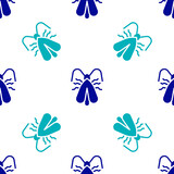 Blue Clothes moth icon isolated seamless pattern on white background. Vector.