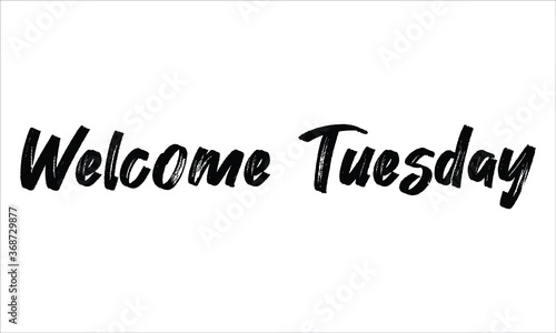 Welcome Tuesday Brush Hand drawn Typography Black text lettering and phrase isolated on the White background