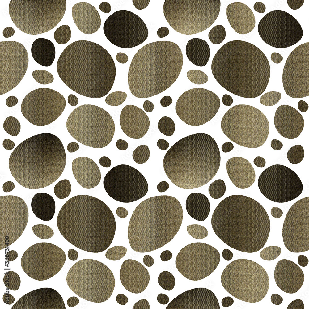 Brown stone shapes on white applique seamless monochrome pattern Brown stone shapes on white applique seamless monochrome pattern