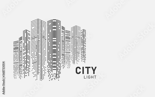 Fototapeta Naklejka Na Ścianę i Meble -  city skyline vector illustration urban landscape created by the position of black windows on white backgrond