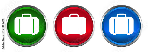 Bag icon supreme round button set design illustration