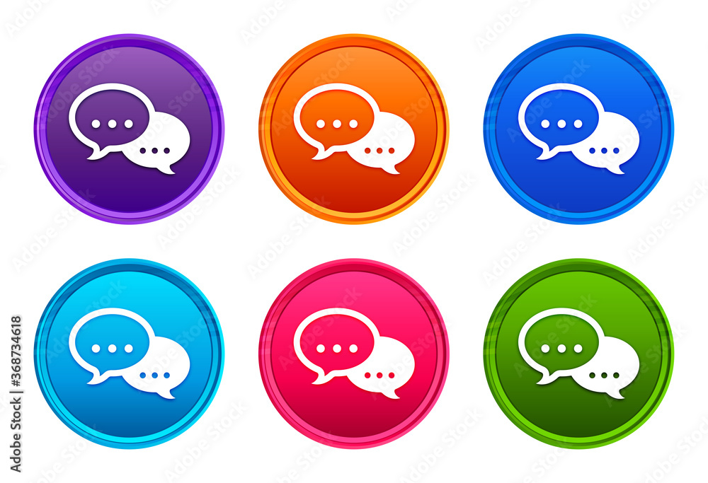 Talk bubble icon luxury bright round button set 6 color vector Talk bubble icon luxury bright round button set 6 color vector