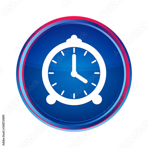 Alarm clock icon silky blue round button aqua design illustration