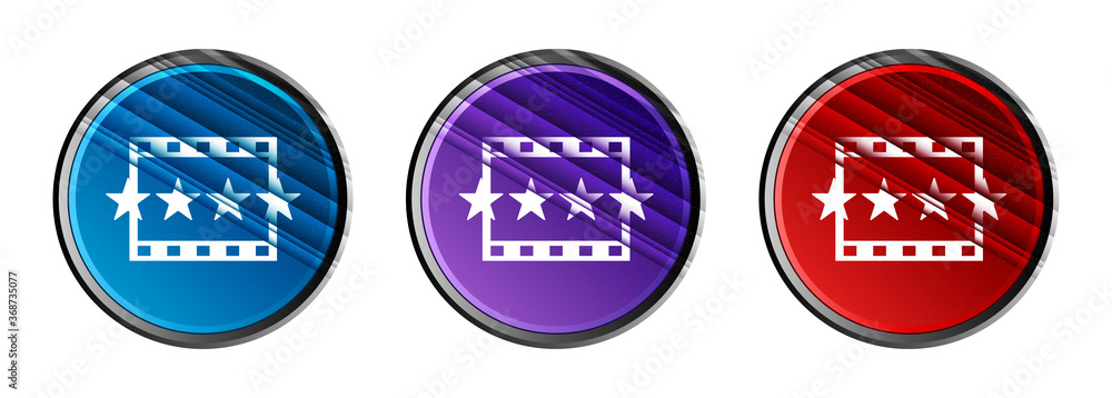 Movie reviews icon natural sky light round button set stripes line illustration