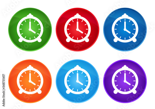 Alarm clock icon super round button set glass design