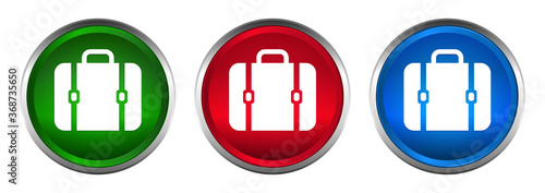 Bag icon supreme round button set design illustration