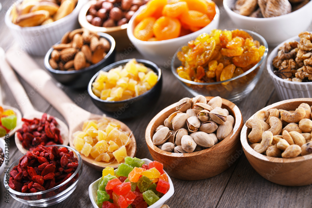 Composition with dried fruits and assorted nuts. Delicacies Composition with dried fruits and assorted nuts. Delicacies