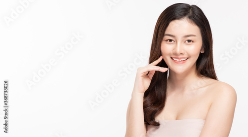 Beauty asian women portrait face with skin care healthy and skin.