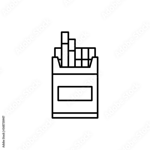 Pack of cigarettes, vector linear icon.