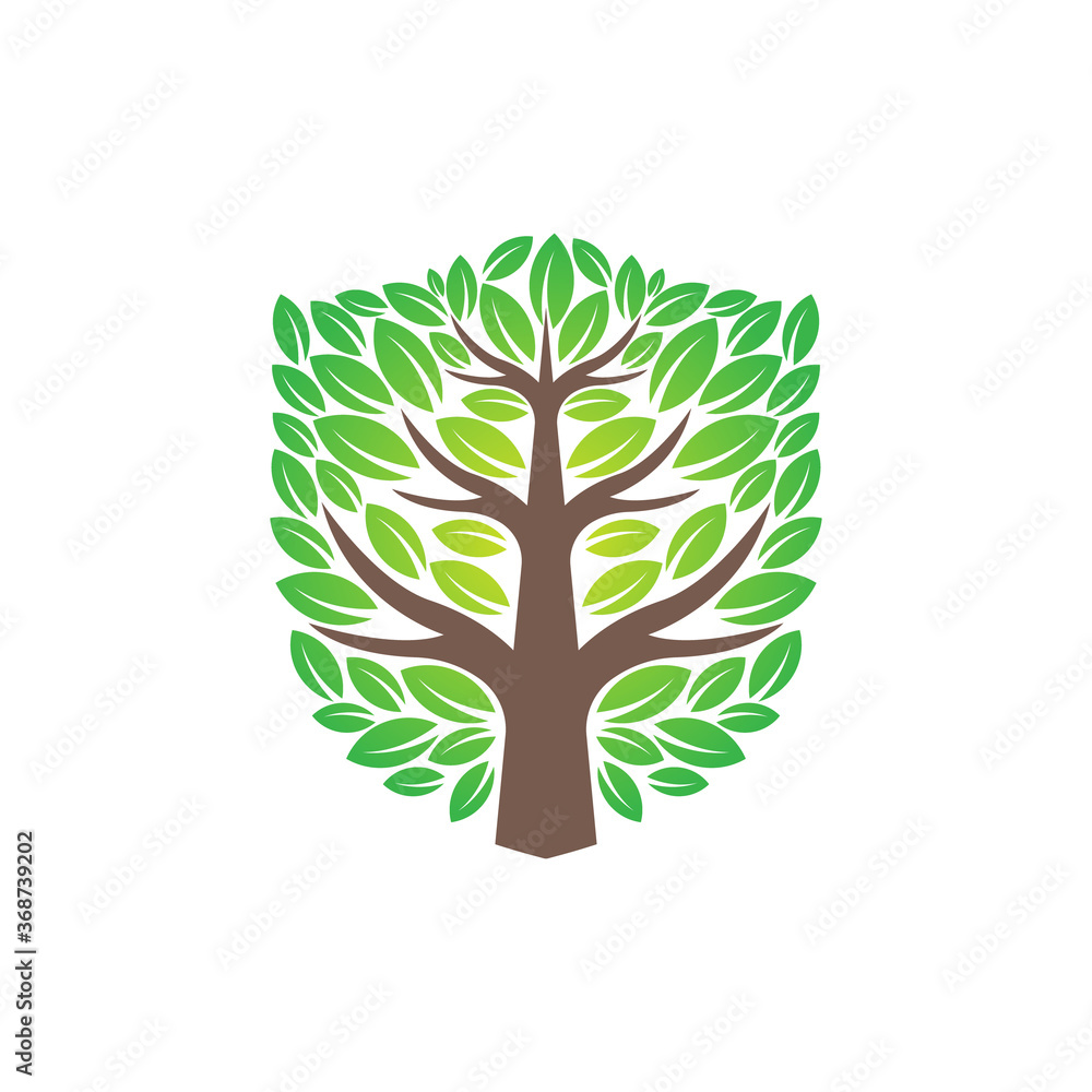 Fototapeta premium Tree Logo design vector illustration. Abstract Tree Logo vector in creative design concept for nature, agriculture and farm business. Tree Logo, icon, sign and symbol vector design illustration.