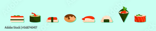 set of sushi with various models. vector illustration