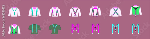 set of suspender with various models. vector illustration