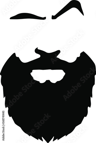 Beard, moustache and eye brows silhouette of male face, textured doodle for barber shop logo, fashion for men icon, hand drawn gentleman grooming vector illustration, fathers day or men's day november